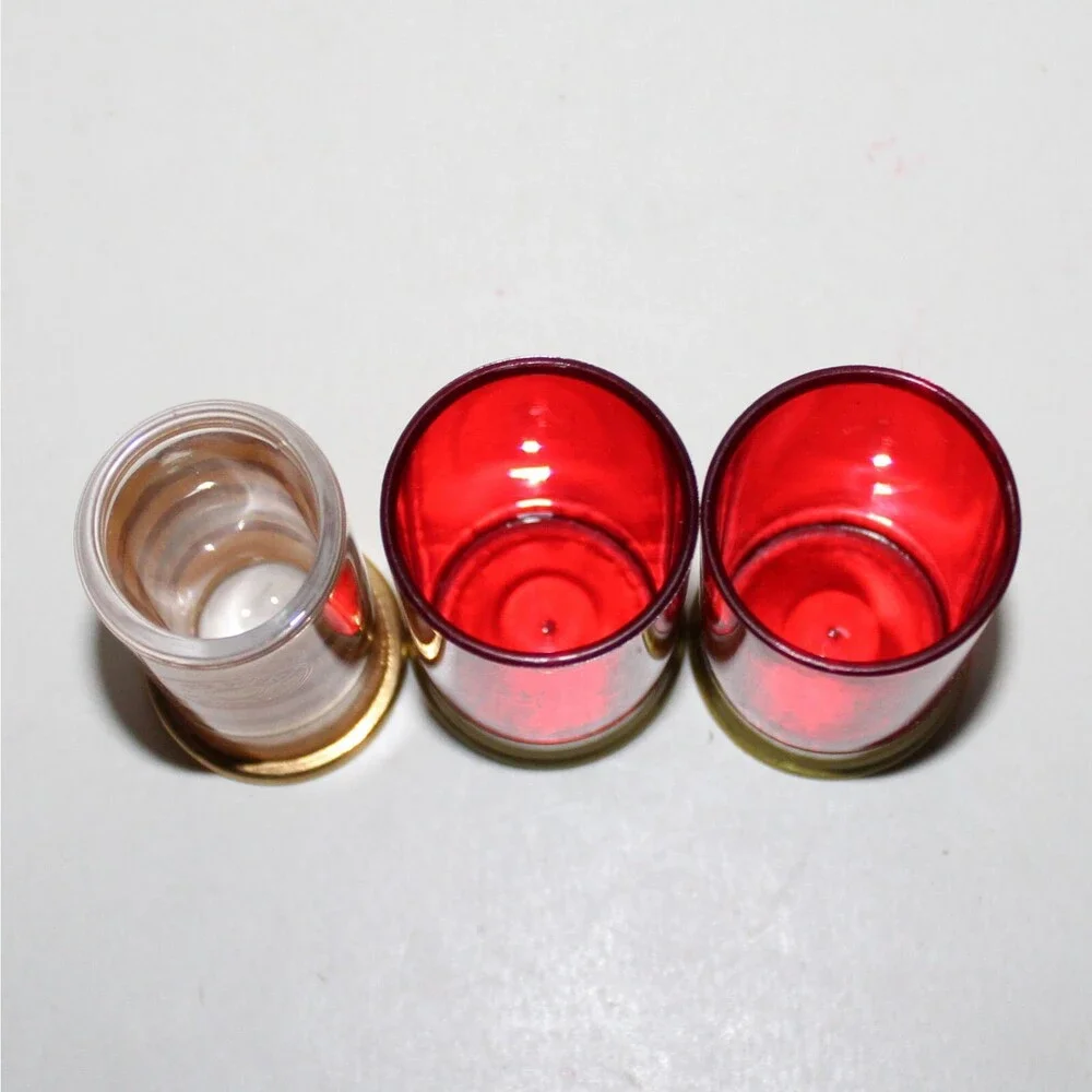 Lot 3 Shot Glass red clear shotgun shell 12 gauge glass plastic ammo bar drink